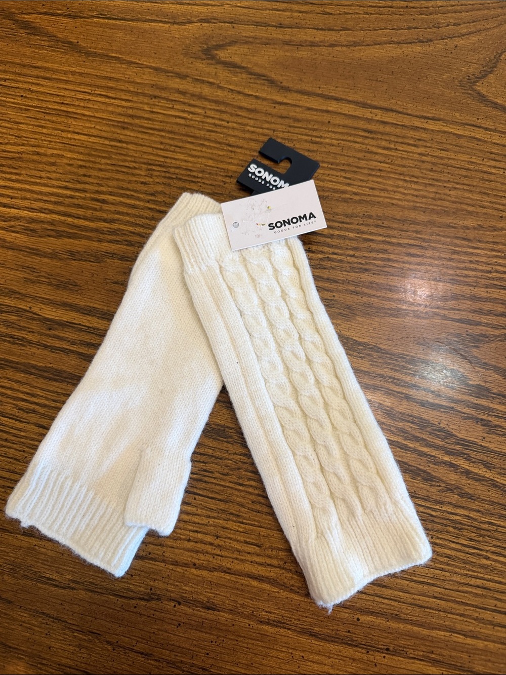 SONOMA Cream Cable Knit Fingerless Wrist Warmers